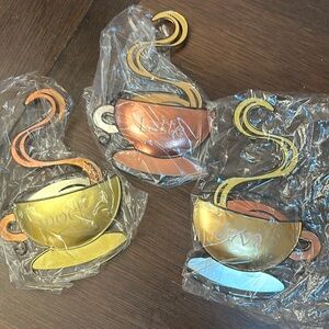 3 new Coffee House Mug Cups Latte Java Mocha 3D Metal Wall Art